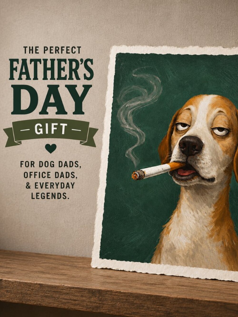 NEW Dog Tired Funny Print Father’s Day Gift for Dad Dog Office Wall Art 8x10"